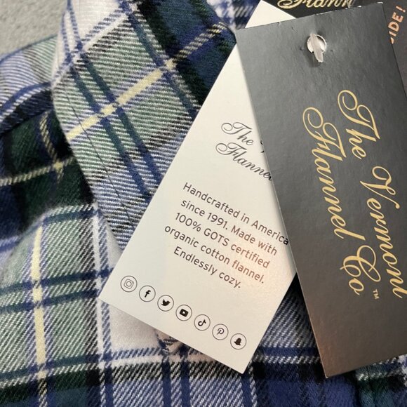 The Vermont Flannel Co Shirt Men Small Blue Plaid Cotton Button Down NWT - Picture 5 of 11